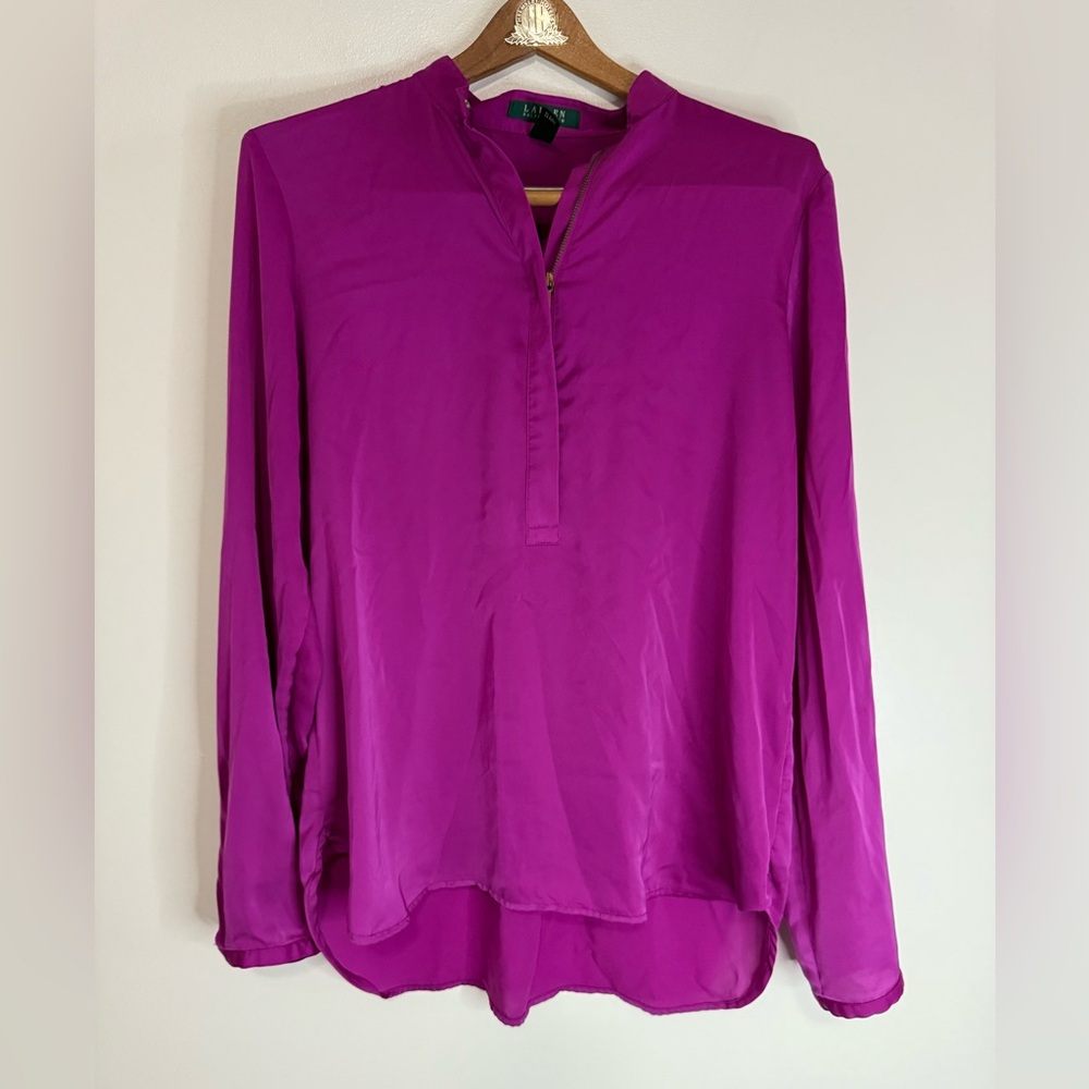 Ralph Lauren Elegant Purple Women's longsleeve blouse in size large